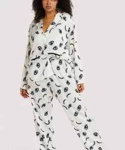 Wolf & Whistle Winking Eye Print Satin Pyjama Set