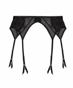 Wolf & Whistle Kennedy Black Cut Out Mesh And Lace Suspender Suspenders