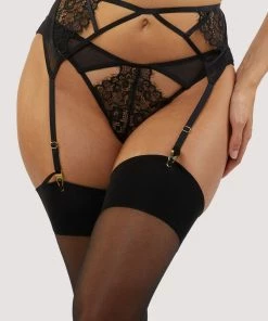Wolf & Whistle Kennedy Black Cut Out Mesh And Lace Suspender Suspenders
