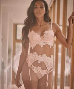 Wolf & Whistle Alyssa Applique Peach Suspender