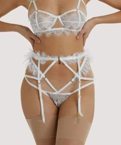 Wolf & Whistle Suspenders Chantal White Lace Suspender