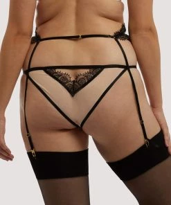 Wolf & Whistle Una Cream & Black Suspender Harness