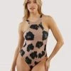 Wolf & Whistle Brown Eco Leopard Swimsuit Swimwear