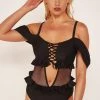 Wolf & Whistle Black Lace Up Swimsuit