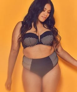 Wolf & Whistle Swimwear Cyra Fishnet Panel Bikini Brief Curve