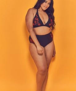 Wolf & Whistle Swimwear Embroidered High Waist Bikini Brief Curve