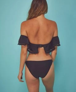 Wolf & Whistle Fishnet And Frill Eco Bardot Swimsuit