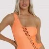 Wolf & Whistle Swimwear Gianna Orange Lattice Swimsuit