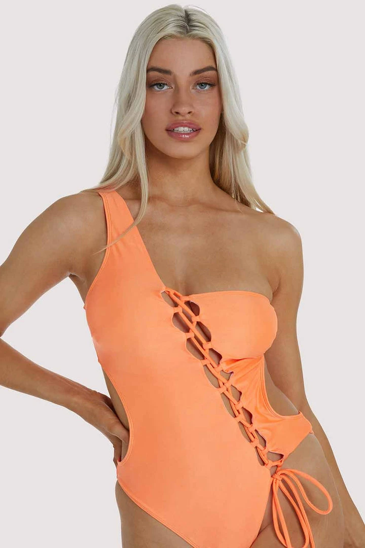 Wolf & Whistle Swimwear Gianna Orange Lattice Swimsuit 3 Wolf & Whistle Swimwear Gianna Orange Lattice Swimsuit