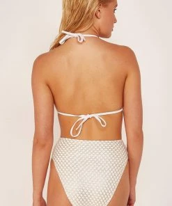 Wolf & Whistle Gold Fishnet High Waist Brief Swimwear