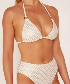 Wolf & Whistle Gold Fishnet High Waist Brief Swimwear
