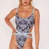 Wolf & Whistle Jewel Baroque Print Swimsuit Swimwear