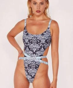 Wolf & Whistle Jewel Baroque Print Swimsuit Swimwear