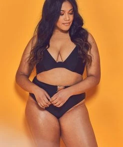 Wolf & Whistle Swimwear Katya Black Exposed Cradle Bikini Top Curve