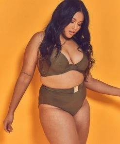 Wolf & Whistle Katya Khaki Belted High Waist Brief Curve
