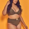 Wolf & Whistle Swimwear Katya Khaki Exposed Cradle Bikini Top Curve 2 Wolf & Whistle Swimwear Katya Khaki Exposed Cradle Bikini Top Curve