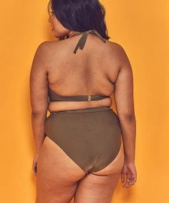 Wolf & Whistle Swimwear Katya Khaki Exposed Cradle Bikini Top Curve