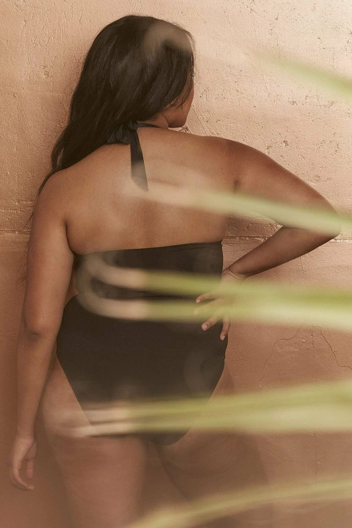 Wolf & Whistle Leah Gold Lace Front Plunge Swimsuit Curve 4 Wolf & Whistle Leah Gold Lace Front Plunge Swimsuit Curve