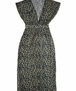 Wolf & Whistle Leopard Print Maxi Cover Up Beach Dress Swimwear