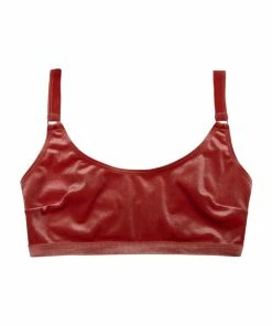 Wolf & Whistle Lillian Peach Velvet Fuller Bust Crop Bikini Top Swimwear