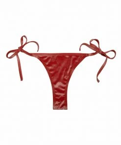 Wolf & Whistle Lillian Peach Velvet Tie Side Bikini Brief Swimwear