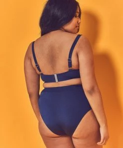 Wolf & Whistle Swimwear Navy Belted Bikini Brief Curve