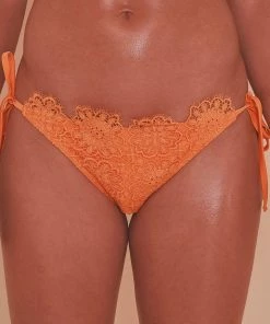 Wolf & Whistle Orange Crochet Lace Tie Side Bikini Brief Swimwear