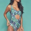 Wolf & Whistle Swimwear Palm Printed Twist Swimsuit
