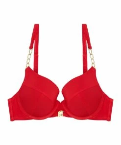 Wolf & Whistle Swimwear Red Chain Push Bikini Top