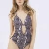 Wolf & Whistle Snakeskin Macreme Back Cut Out Swimsuit