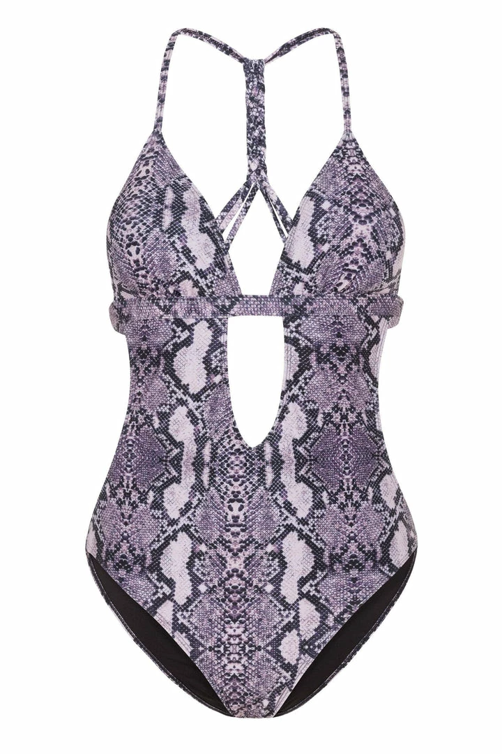 Wolf & Whistle Snakeskin Macreme Back Cut Out Swimsuit 5 Wolf & Whistle Snakeskin Macreme Back Cut Out Swimsuit
