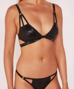Swimwear Wolf & Whistle Wet Look Snake Strappy Triangle Top
